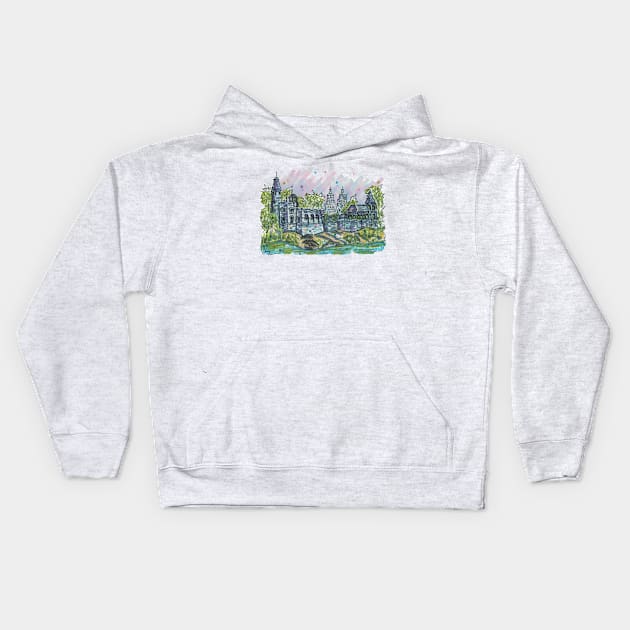 Belvedere Castle, Central Park Kids Hoodie by JuliaArtPaint